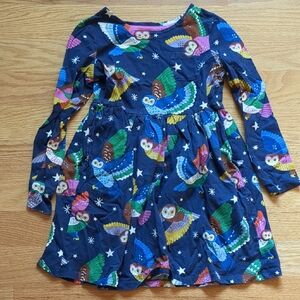 Mini Boden Navy Owl Print Kids Dress